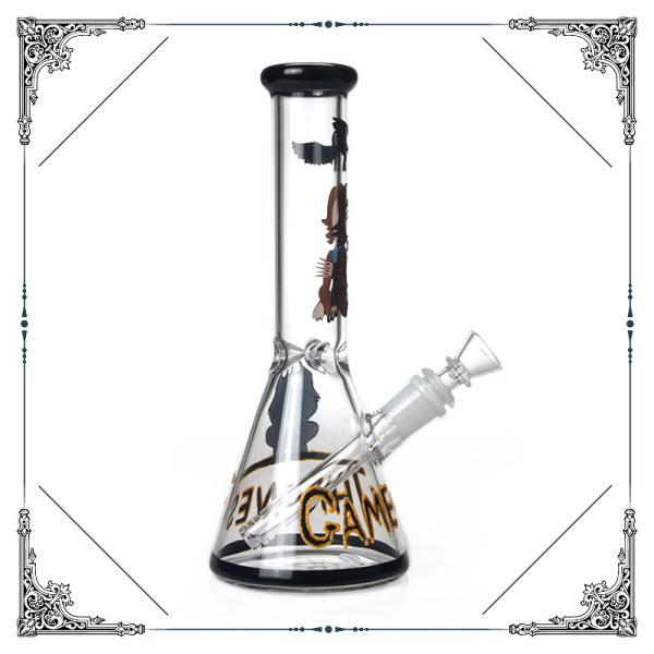 Hand Drawn Art Bong Beaker Bottom Heady Glass Smokig Pipe 14.4mm Joint