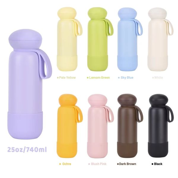 Eco Silicone Insulated Bottle | 450ml / 750ml / 1000ml | Pastel Macaron Color Thermos With Silicone Body & Lid