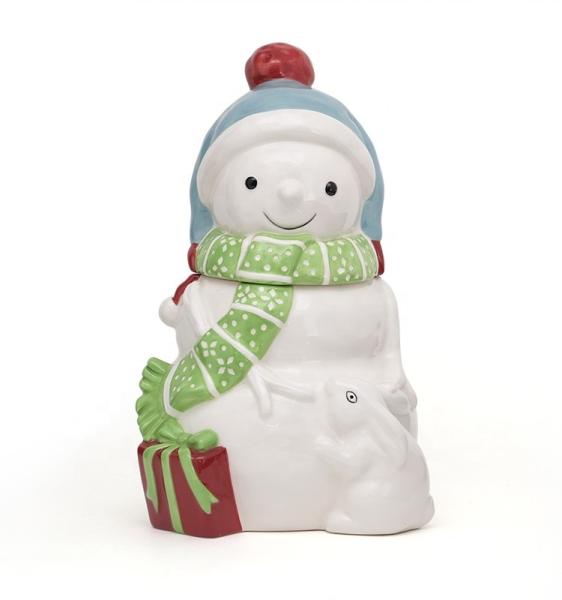 Garrafas de armazenamento de cerâmica com tampas Culinária de Natal Férias Café Chá Biscoito Presente Garrafa cerâmica 3D Pintura à mão