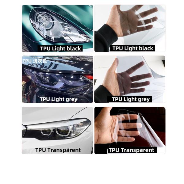 Tpu Feuille de phare de voiture de véhicule Ppf Filme gris foncé clair noir 0,3m*15m Anti scratch