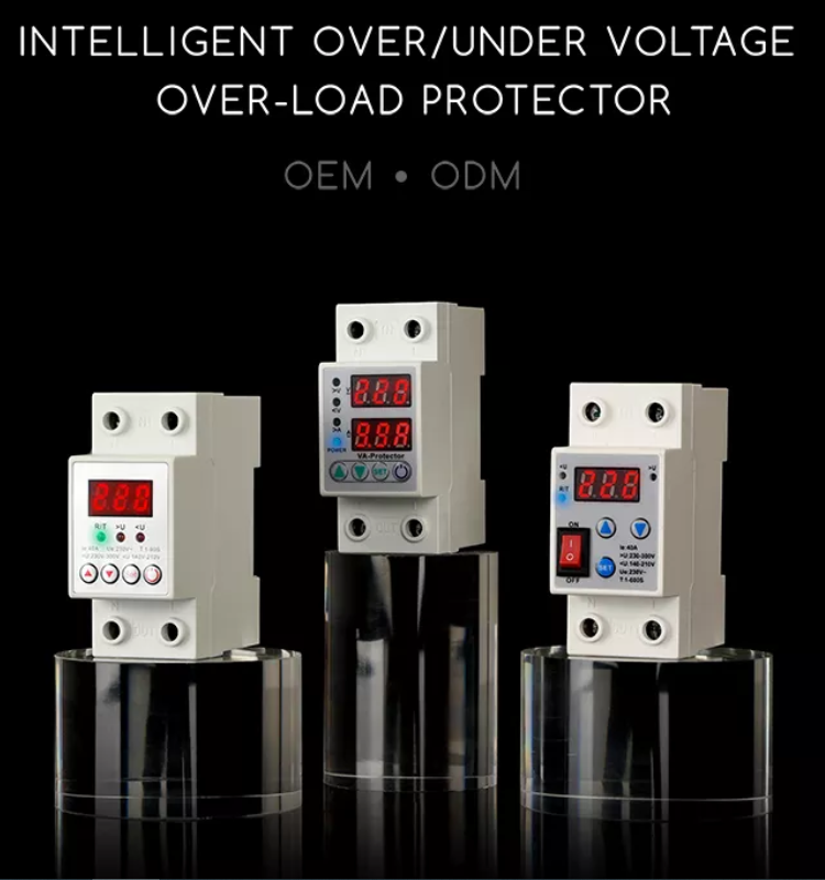 40A Din Rail Single Phase Over Under Voltage Protector Automatic Reconnect Device with On-Off Function Voltage Display SVC Use