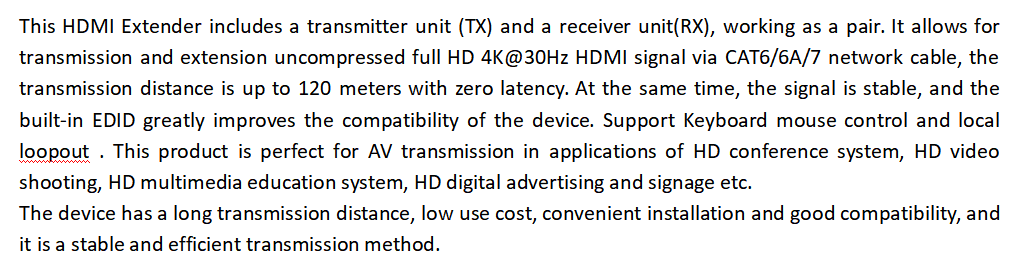 Наполнитель инфракрасн HDMI диапазона МАКС 4W 4K@30HZ двойной с петлей вне