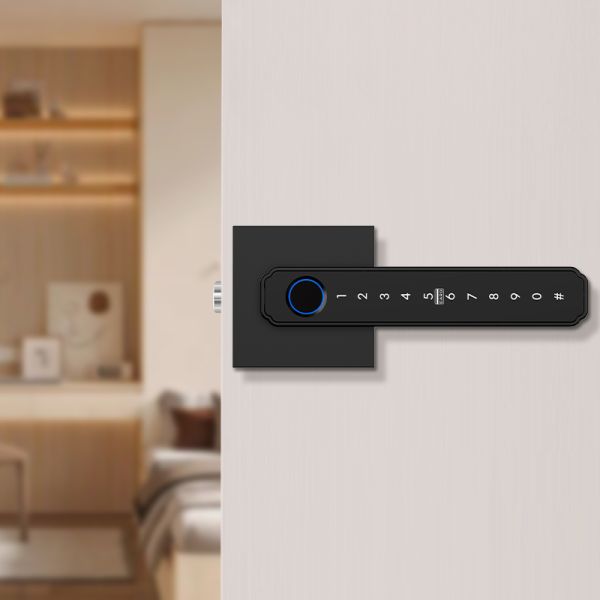 Home Security WIFI Tuya APP Smart Glass Door Lock with Fingerprint Password Card Key Unlock for Home System