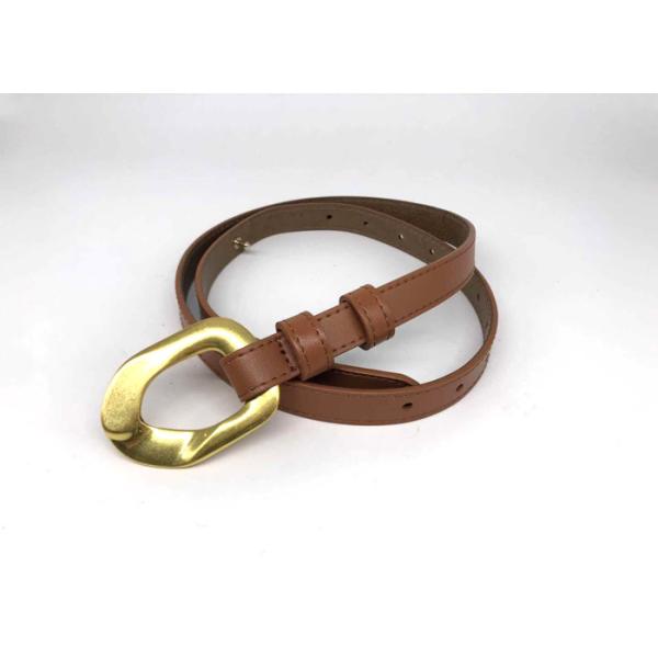 2.3cm Cowhide Women'S Fashion Leather Belts With O Ring Shape Alloy Buckle