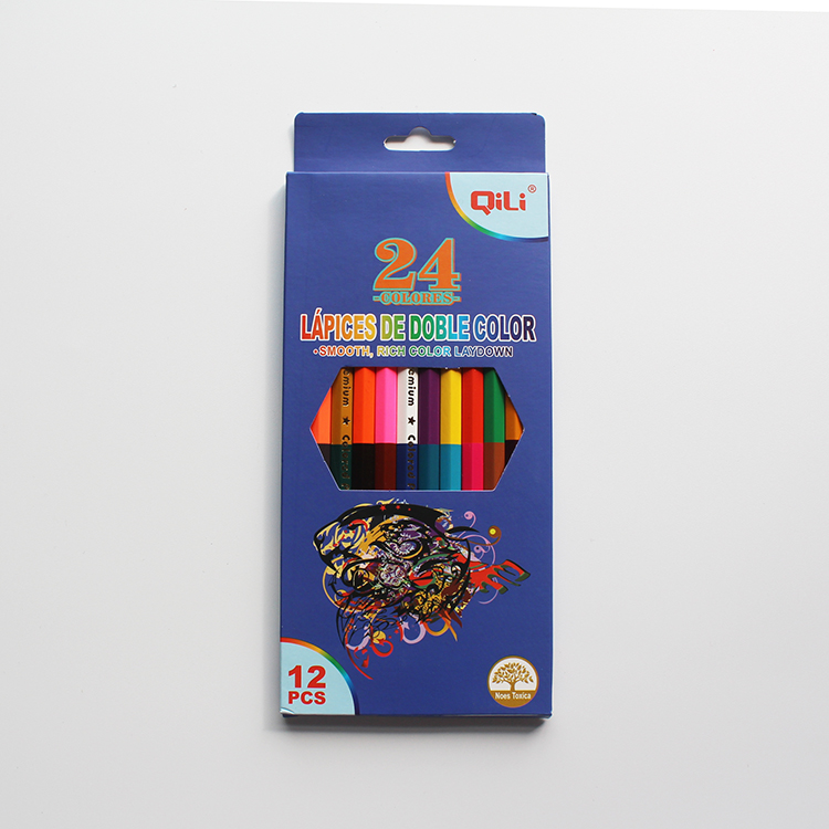 Custom Diy Artist Colorful Set Of 24 Multi Long Colored Pencils Set