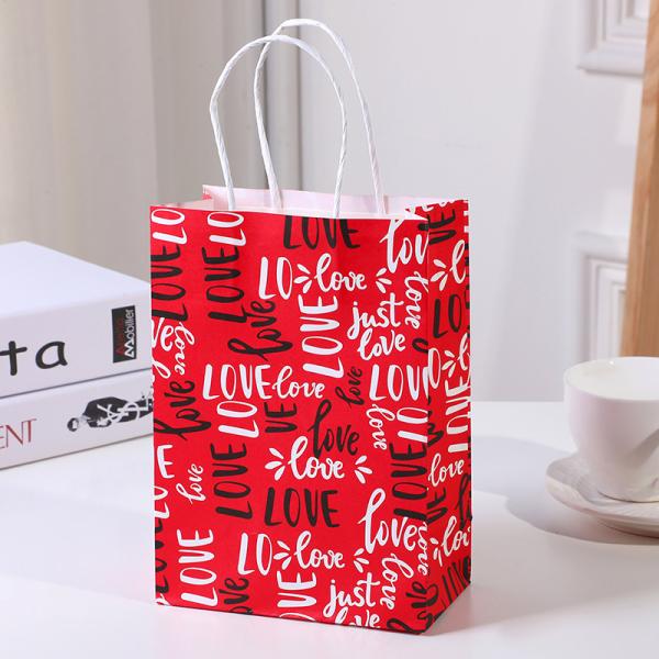Día de San Valentín Color Rojo Cmyk Regalo de compras Bolsa de papel Kraft Personalizado Pedido personalizado