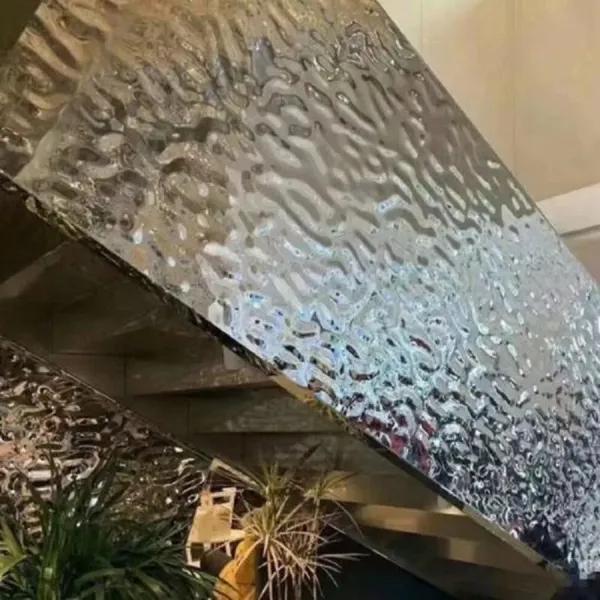 Mirror Gold Color Water Ripple Stainless Steel Sheet 304 Grade for Decorative Ceiling Panels