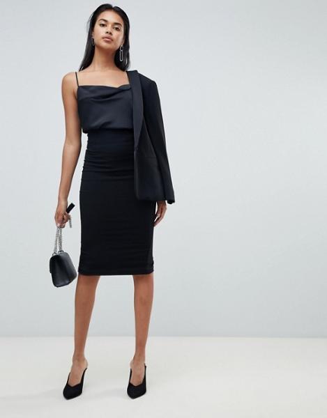 custom make plain black classic zip back midi skirt for girls