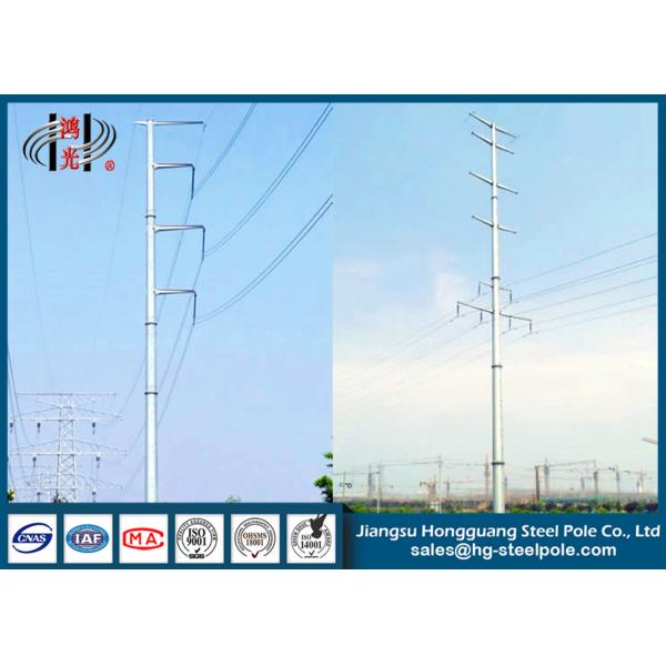 Q235 Waterproof HDG Electrical Power Transmission Poles Conical , Round