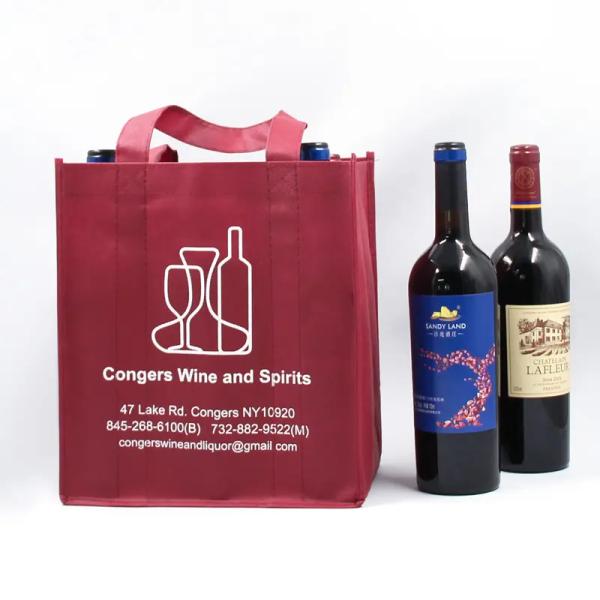 Изготовленная на заказ сумка подарка продвижения, многоразовое не сплетенное вино кладет Tote в мешки 6 бутылок