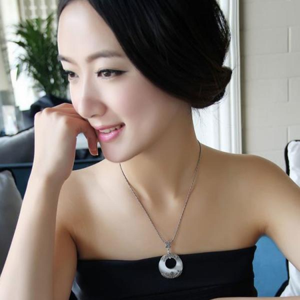 Thai Silver Moon Stone Pendant Necklace Marcasite Vintage Jewelry(N11061WHITE)