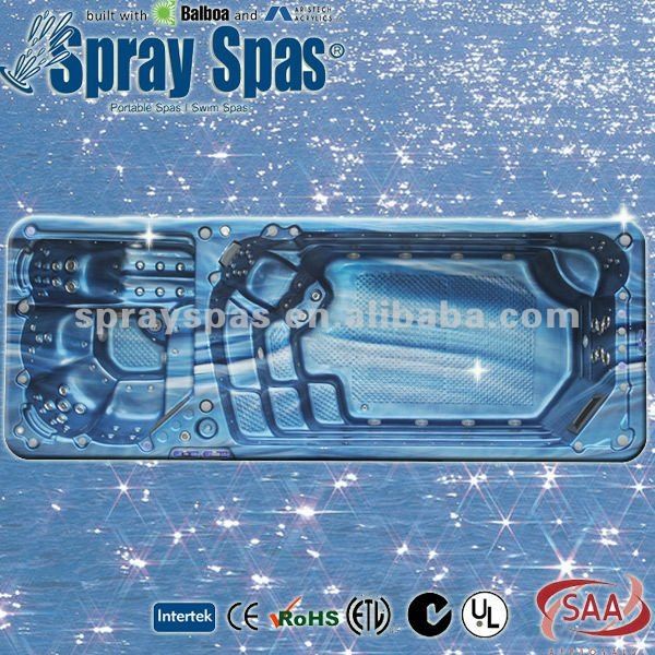 Acrylic portable square whirlpool massage bathtub swim spa, SW-59A, 5900*2250*1320mm
