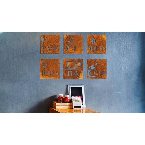 Квадрат установил 6 знаков дома Corten отделок стен кухни ржавых стальных