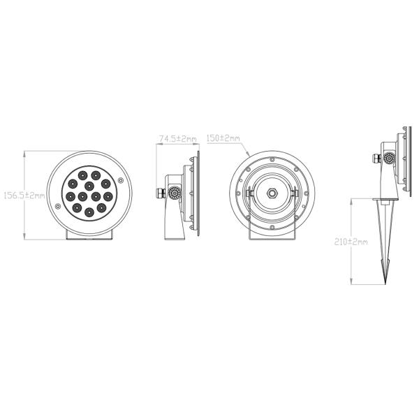 Свет Pin нержавеющей стали IK10 круговой 316L DC24V 9W