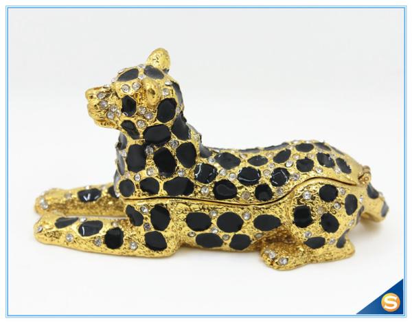 Wholesale Spot Leopard Shape Trinket Box Crystal Metal Trinket Box SCJ294