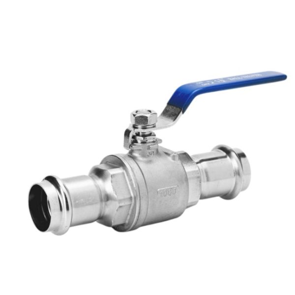 Stainless Steel 304/316 2-Piece Press Fit Ball Valve Full Bore  Manual Lever Handle for Water/Gas/HVAC Systems