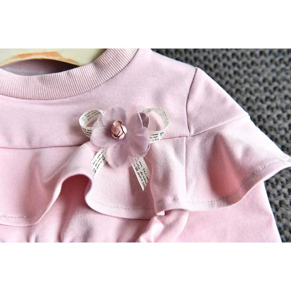 1.1M Children Worsted Spring Pink Lace Formal Long Sleeve Dresses Knee Length