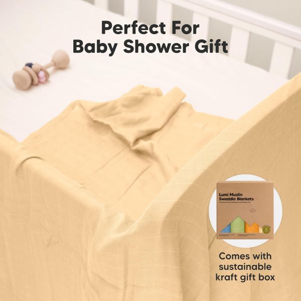 Soft & Breathable Receiving Baby Blankets for Unisex,4-Pack Muslin Swaddle Blankets