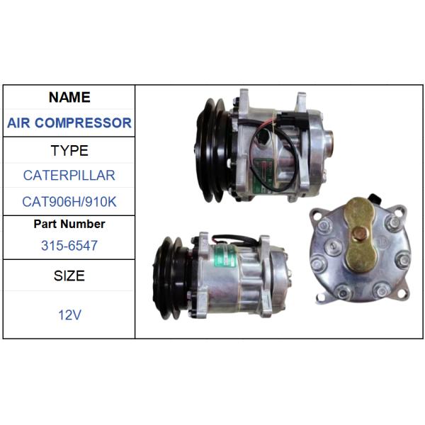 Compresseur de climatisation de 12v pour excavateur 315-6547 pour  C-A-T906h/910k