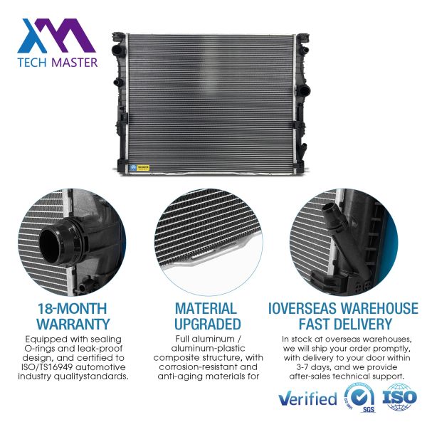 Aluminum Engine Water Radiator for BMW 530i 540i 740i with High-Efficiency Cooling and OEM Standard Size