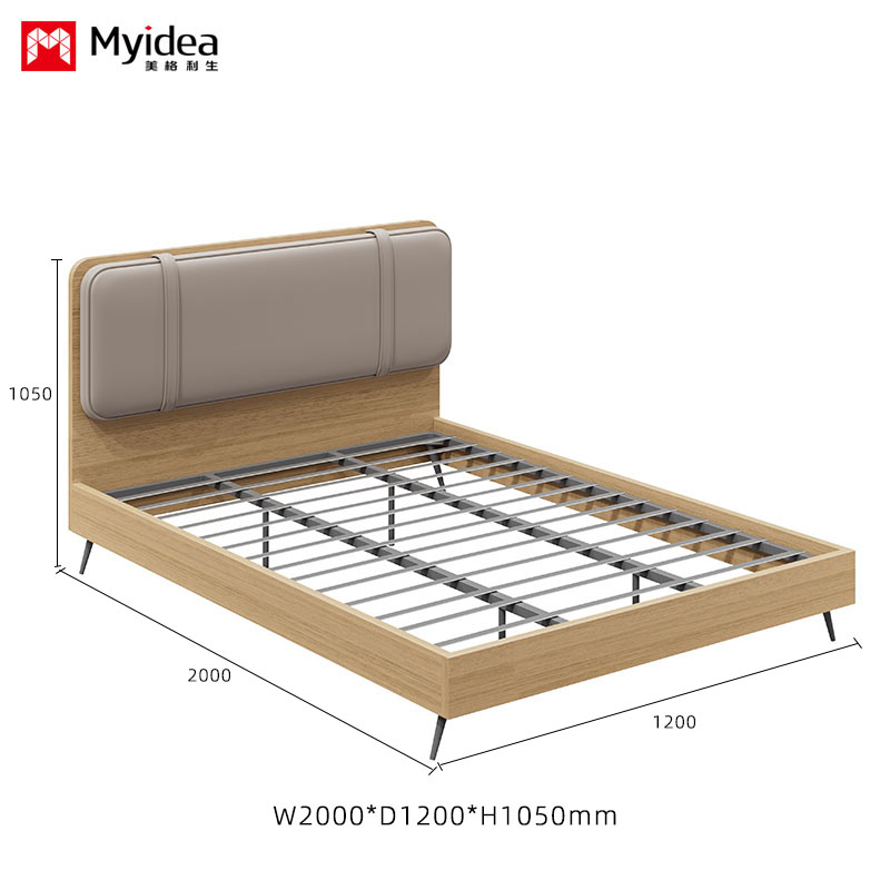 Metal-Frame Single Bed for Apartment & Hotel Use, Slatted Bed Base for Better Ventilation & Support, Heavy-Duty Metal Legs for Stability