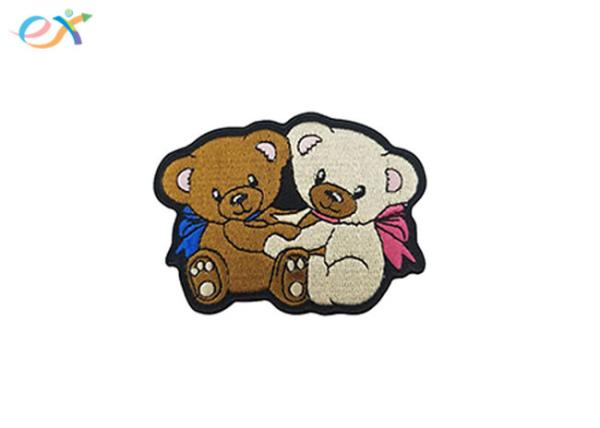 Kids Clothes Embroidered Iron On Patch , Teddy Bear Custom Embroidery Patch