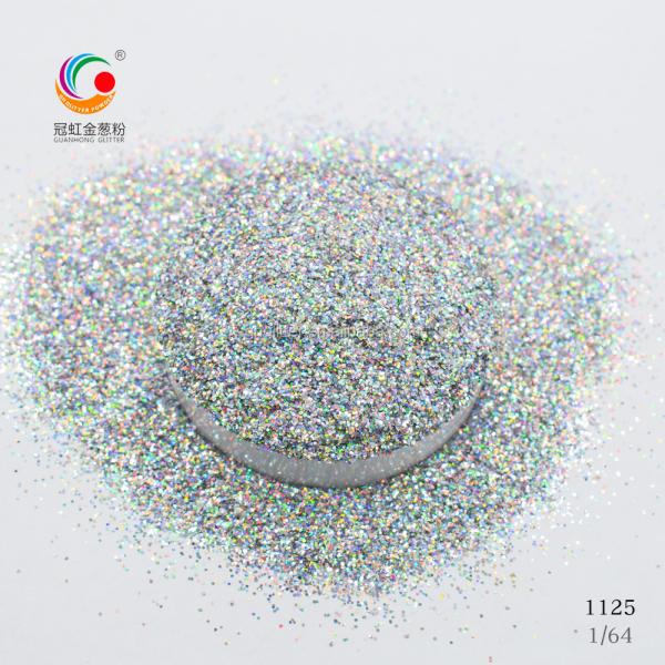 OEM Extra Fine Laser Hexagonal Bulk Holographic Glitter Powder Silver Polyester