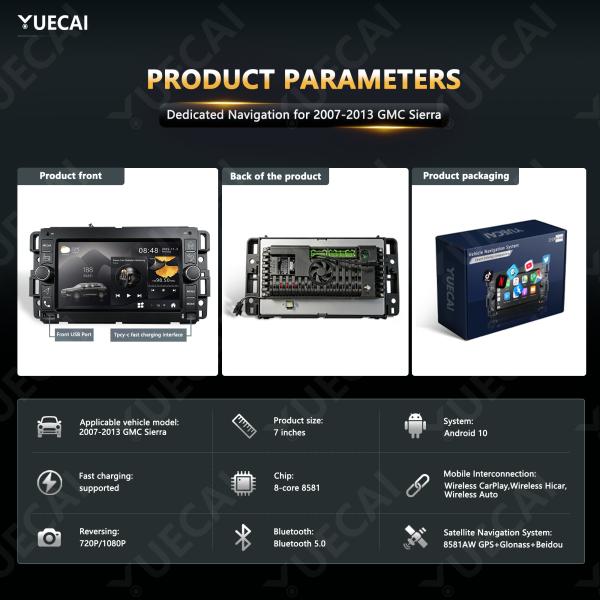 7 inch Android Head Unit with USB Type C Port for GMC Sierra 2007-2013 GPS Navigation System