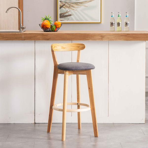 Modern Design High Wooden Mini Bar Stool in Direct with PU/Fabric Seat