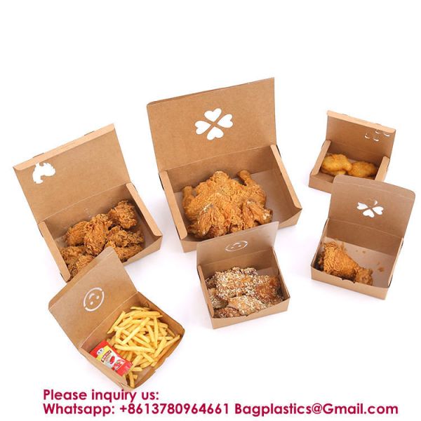 Custom Printed Fast Food Box For Burger Fries Chicken Wings Snack Takeaway Food Packaging Custom Luxury Cardboard Food Grade Korean French Fried Chicken Box Hot Dog Burger Fries Pizza Box Disposable