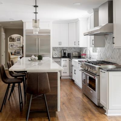 L Shaped  Solid Wood Kitchen Pantry Cabinet Contemporary Shaker Style