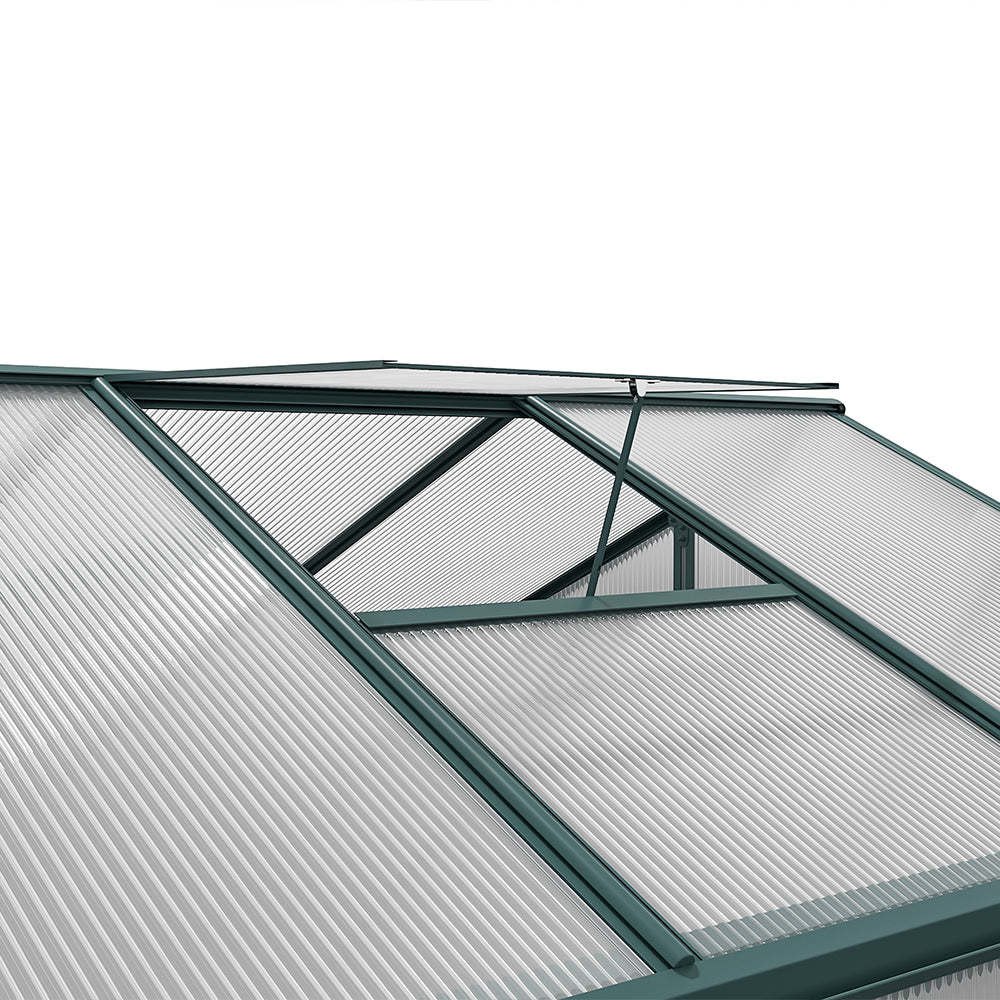 10x6 ft Transparent Garden Greenhouse Polycarbonate with 2 Vents Shed Type Transparent