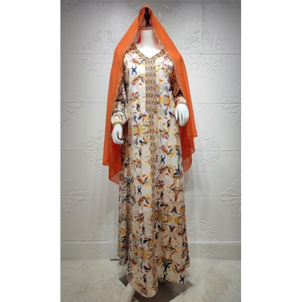 Платье женщин производителя одежды OEM мусульманское отбортовало платье Дубай Abaya робы длинного рукава свободное