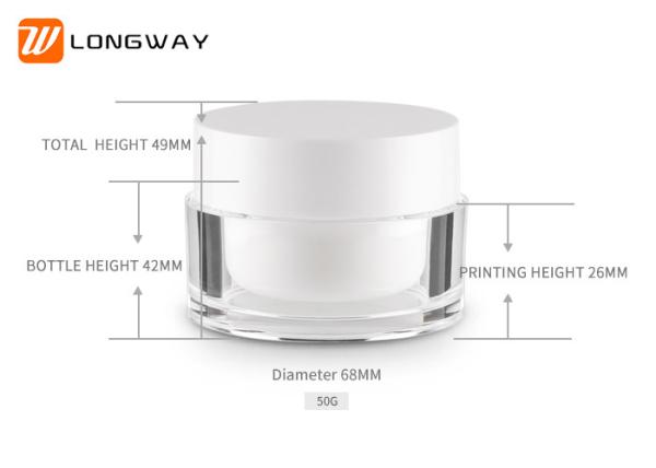 50ml acrylic double layer cream jar Unbreakable White Airless Pump Bottle , Empty Foundation Bottle With Pump