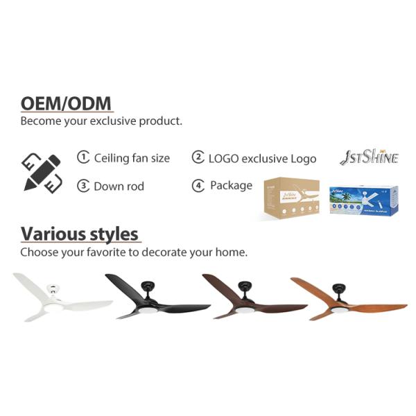 Ventilador de teto LED com 3 cores LED Luz escura de madeira grãos ABS lâminas controle remoto inteligente