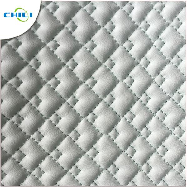 Black Quilted Leather Fabric Environmental Friendly Furniture Upholstery