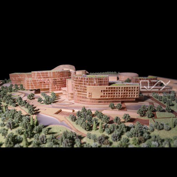 1:500 Scale Wooden School Model Handmade with Laser Cutting for Shenzhen Music Academy