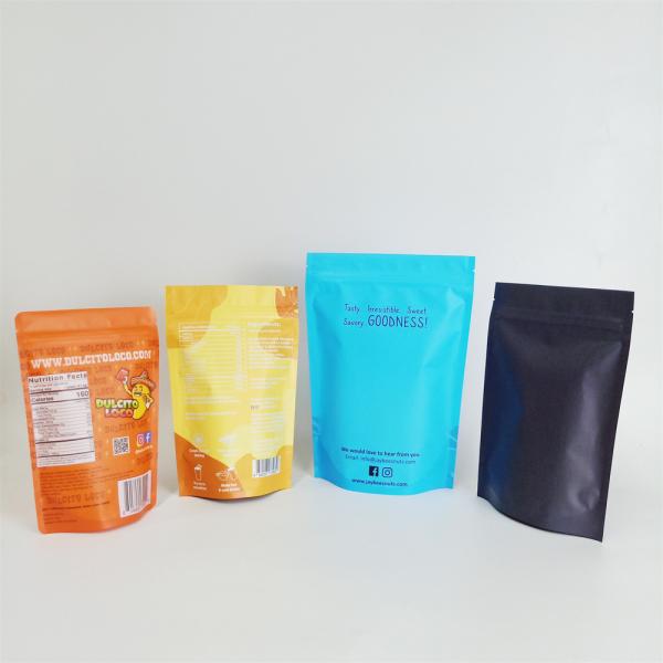 Resealable Snack Food Food Packaging Pouches Zipper Top Moisture Proof