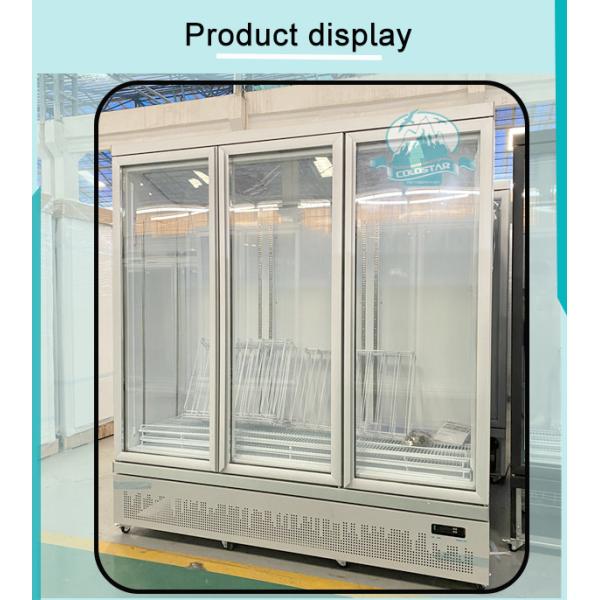 Supermarket Refrigeration Equipment Commercial Glass 3 Doors Upright Display Refrigerator