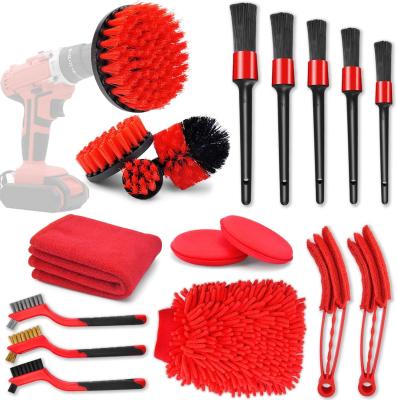 Ferramentas de limpeza Kit With Car Detailing Brush do carro dos PP 18Pcs