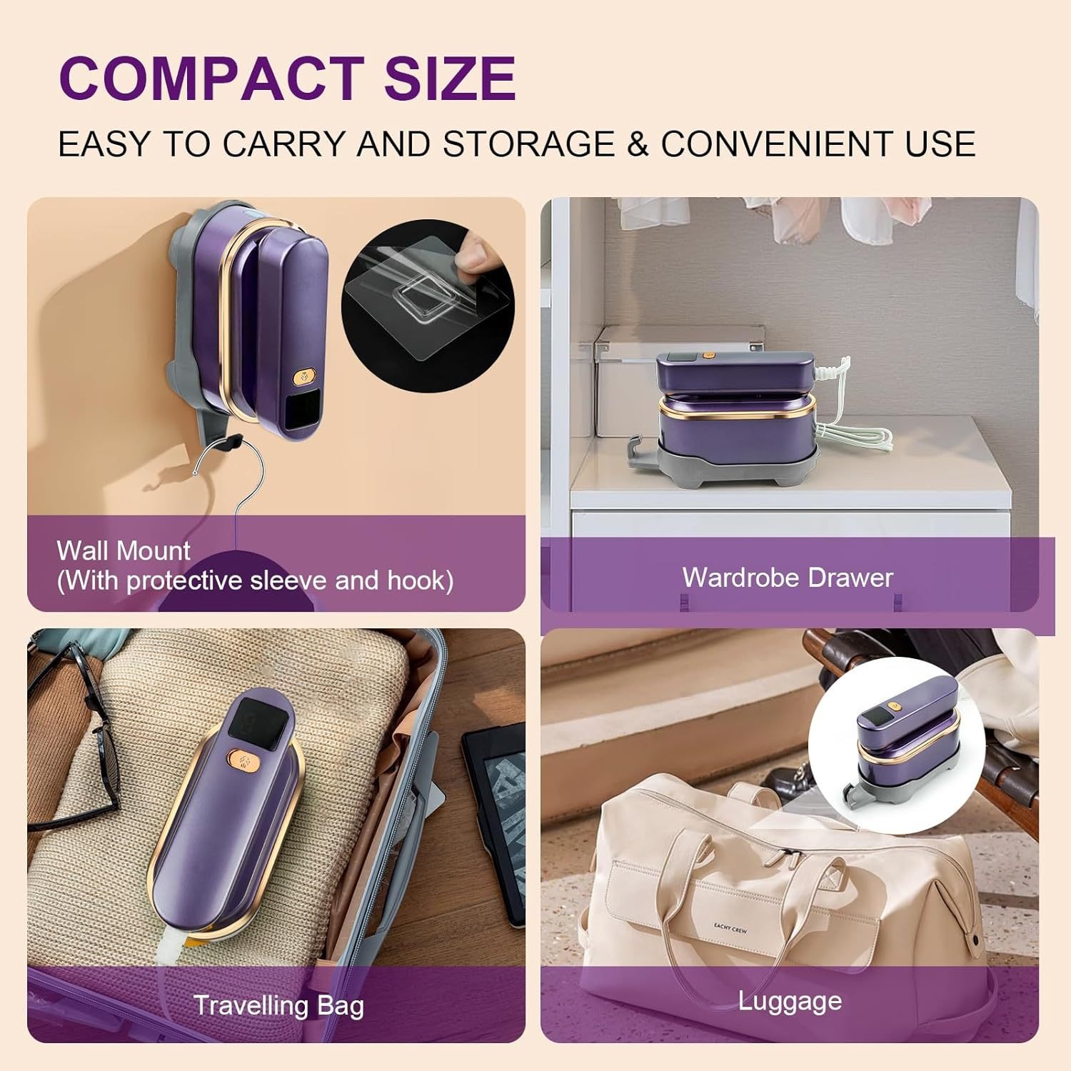 Portable Small Handheld Clothes Ironing Machine Dry Iron Electric Steam Iron 1200W Anti-Dry-Burning Household Hotel Outdoor Use