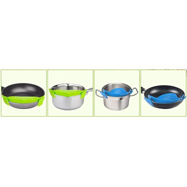 Clip On Strainer for Pots Pan Fits All Pots and Bowls Silicone Kitchen Strainer
