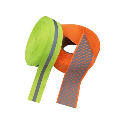 2 tiras reflexivas fluorescentes da fita para a costura de prata verde da roupa das escadas na bagagem