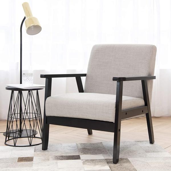 Upholstered Armchairs And Accent Chairs , Solid Wood Frame Small Swivel Armchair