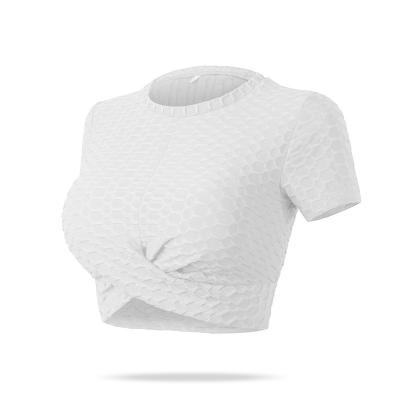 Parte superior curto colhida 260g da colheita do exercício da luva da camisa do T das mulheres de BSCI