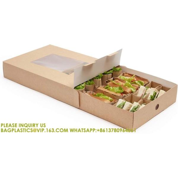 Catering Boxes-Cover With Window, Side Lock, Kraft Paper Catering Food