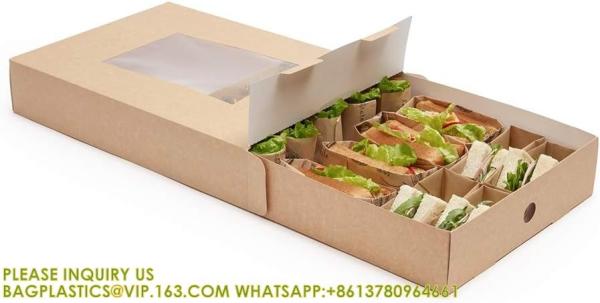 Catering Boxes-Cover With Window, Side Lock, Kraft Paper Catering Food Containers, Recyclable, Inserts Sold Sep