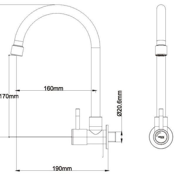 single hot  faucet and long neck kitchen faucet  hot water  faucet