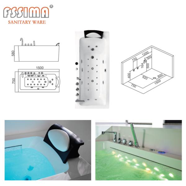 Ванна 2 человеков Freestanding выпущенная струю со спа ленивым 1600x750 двигателя джакузи места