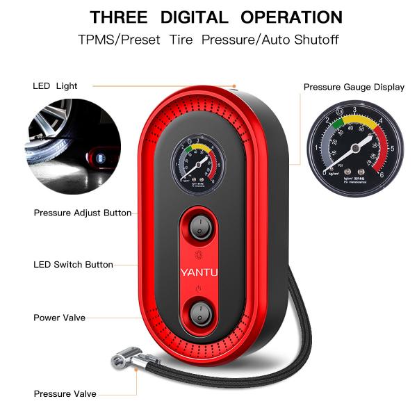 2007-2021 Year YANTU A01 250PSI 12V Mechanical Portable Wired Air Pump Car Tire Inflators